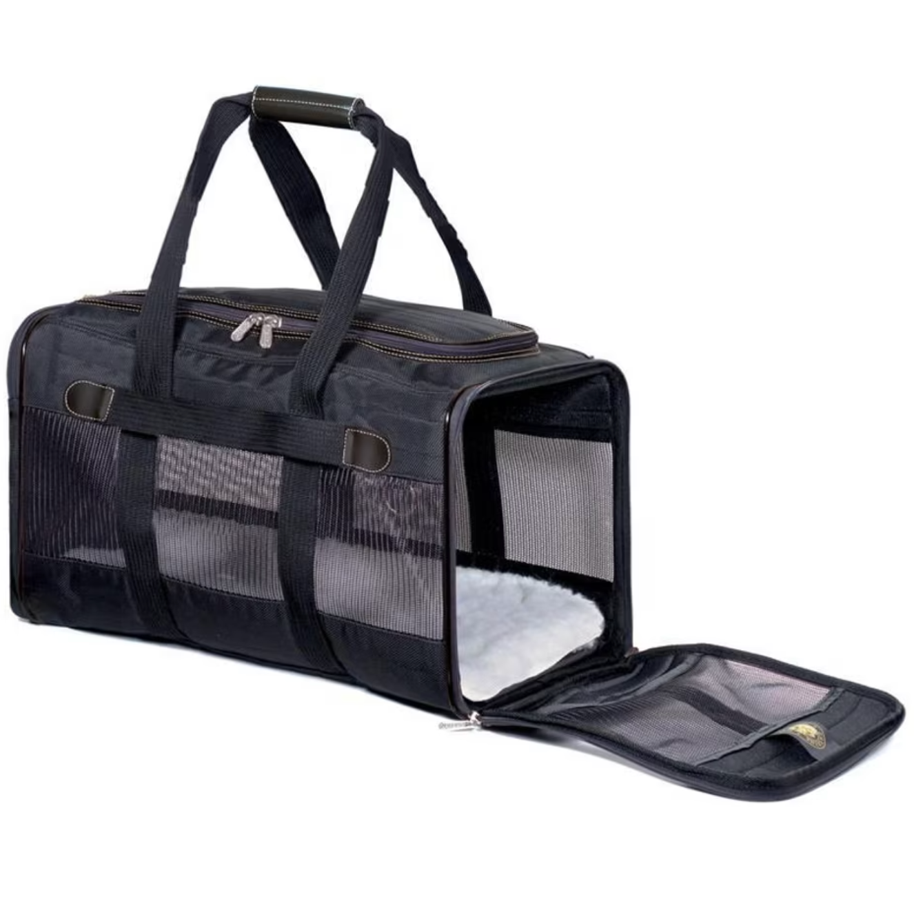 Sherpa Deluxe Black Airline Approved Soft Sided Dog & Cat Carrier, 19" L X 11.8" W X 11.5" H