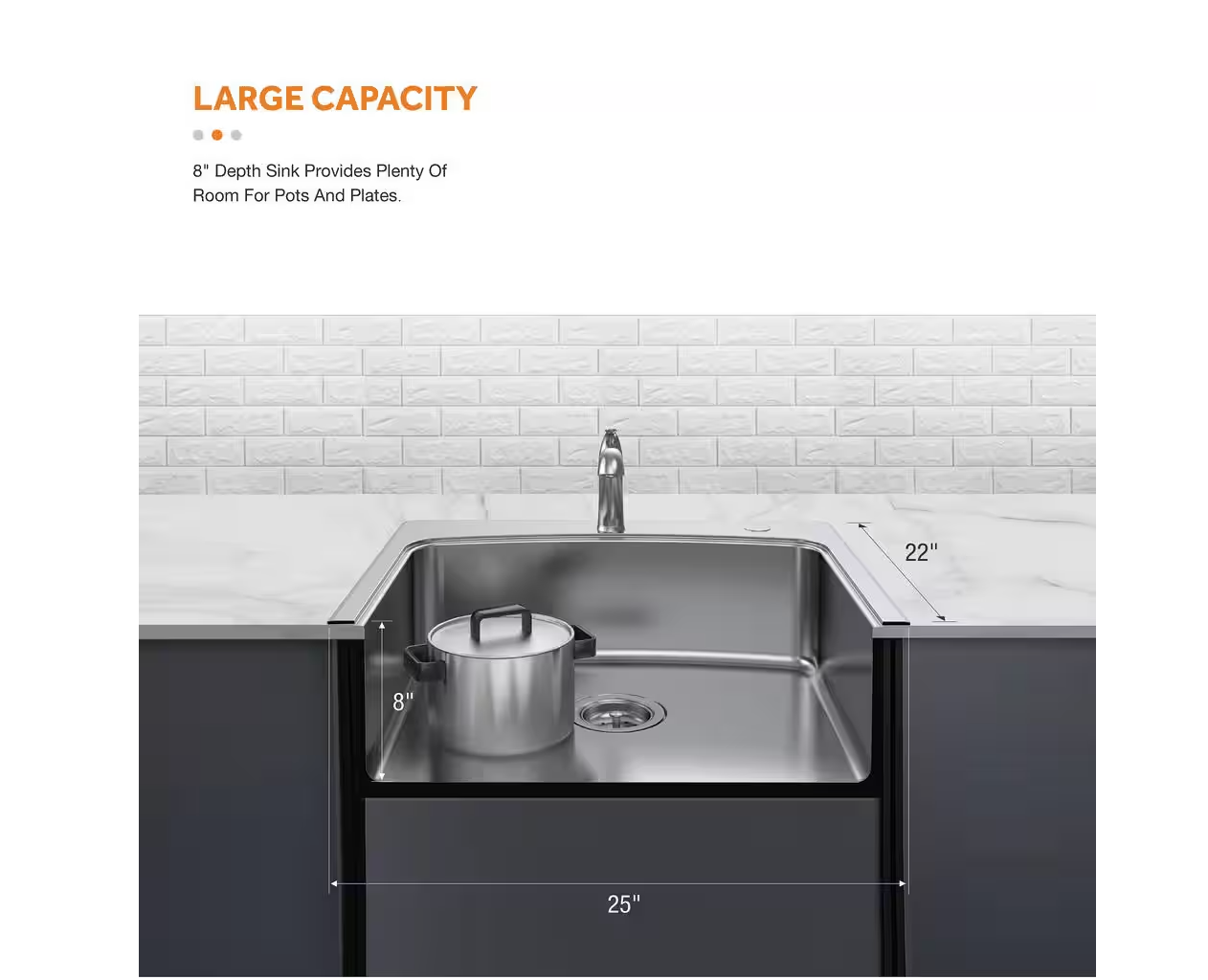 25 in. Drop-In Single Bowl 20 Gauge Stainless Steel Kitchen Sink with Pull-Out Faucet