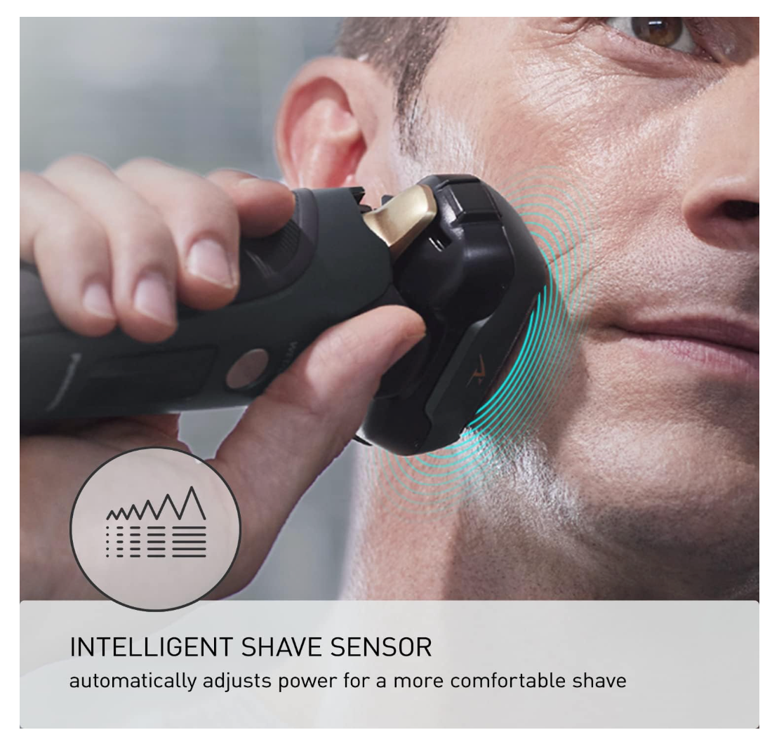 Panasonic Arc5 wet/Dry Electric Shaver & Trimmer for Men, 16-D Flexible Pivoting Head & Auto Cleaning & Charging System, ES-LV97-K, Black