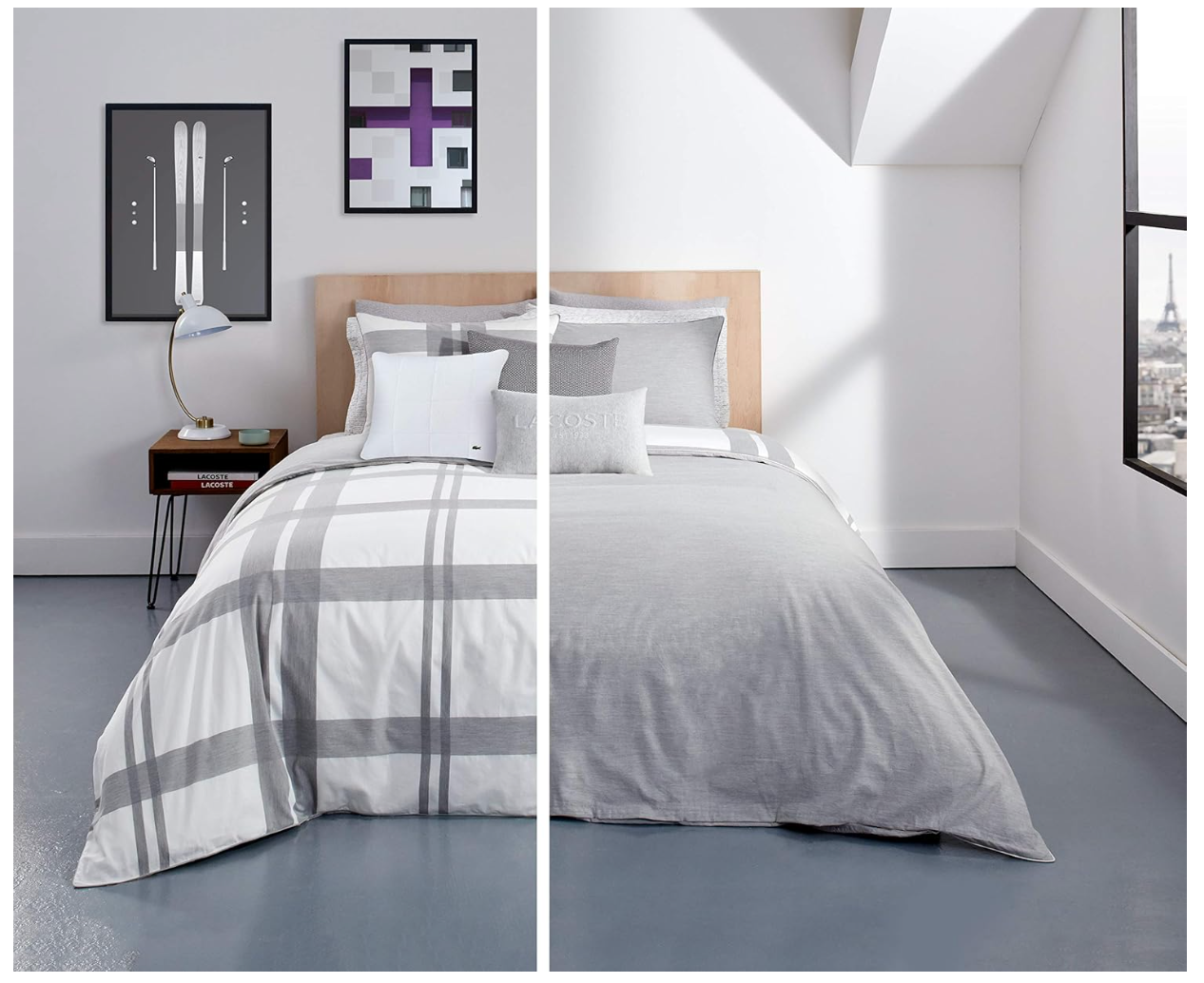 Lacoste Baseline Comforter Set, Full/Queen, Micro Chip/White