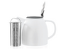 Tealyra - Drago Ceramic Teapot White - 37oz (4-6 cups) - Large Stylish Teapot with Stainless Steel Lid Extra-Fine Infuser To Brew Loose Leaf Tea - Leed-Free - 1100ml