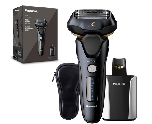 Panasonic Arc5 wet/Dry Electric Shaver & Trimmer for Men, 16-D Flexible Pivoting Head & Auto Cleaning & Charging System, ES-LV97-K, Black