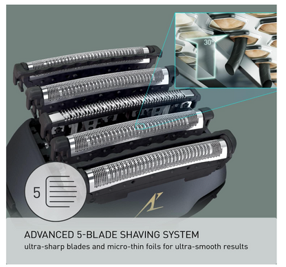 Panasonic Arc5 wet/Dry Electric Shaver & Trimmer for Men, 16-D Flexible Pivoting Head & Auto Cleaning & Charging System, ES-LV97-K, Black