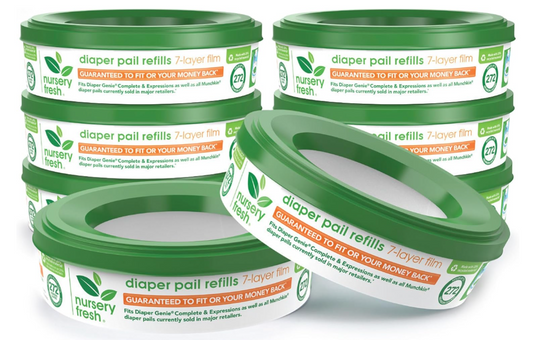 Nursery Fresh Refill for Diaper Genie and Munchkin Diaper Pails, 2,176 Count, 8 Pack