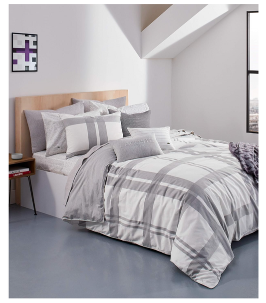 Lacoste Baseline Comforter Set, Full/Queen, Micro Chip/White